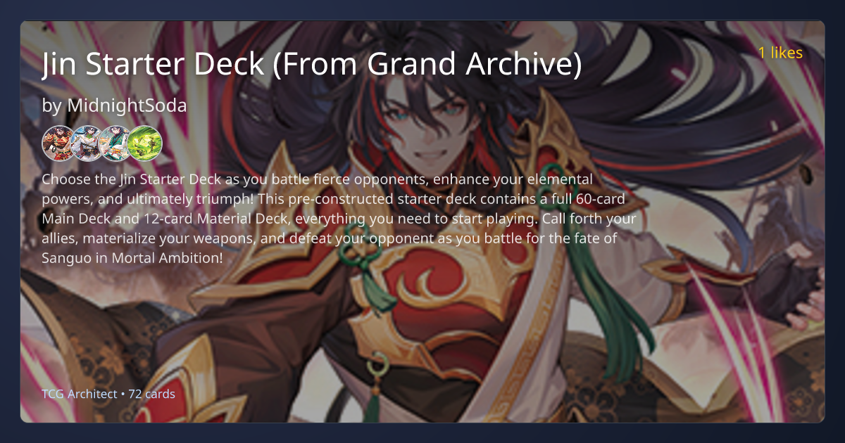 Jin Starter Deck (From Grand Archive) - TCG Architect | TCGArchitect